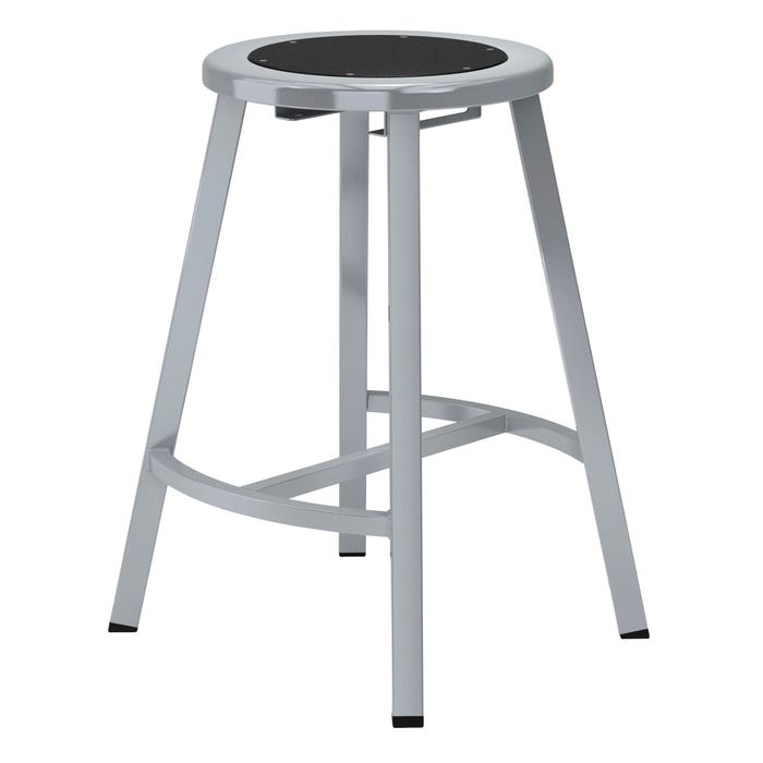 National Public Seating Titan Stool, Black Steel Seat, 24 Inch Fixed Height, Gray Frame
