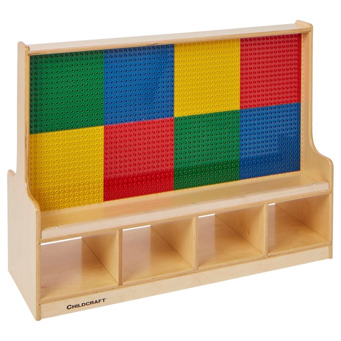 Childcraft Dual-Sided Building-Brick Activity Center, Preschool Grid, Whiteboard, 39-1/2 x 14-1/4 x 30 Inches