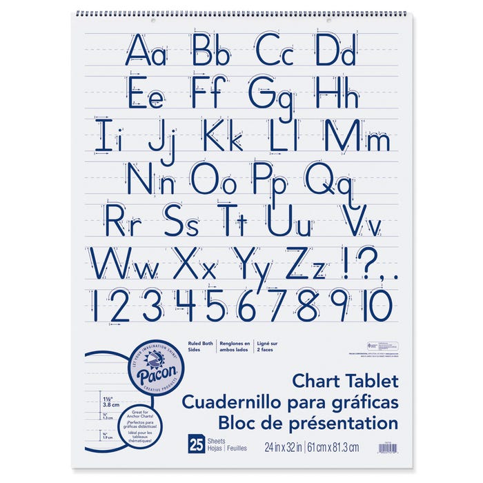 Pacon Spiralbound Chart Tablet, 24 x 32 Inches, 1-1/2 Inch Ruled, 25 Sheets