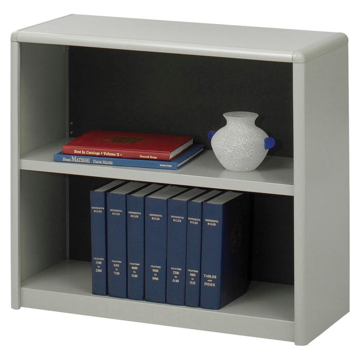 Safco ValueMate Bookcase, 2 Shelves, 31-3/4 x 13-1/2 x 28 Inches, Metal, Gray
