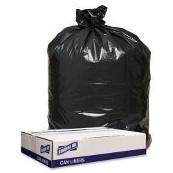 Genuine Joe Low Density Can Liners, 56 Gallon, 1.60 mil, Black, Pack of 100