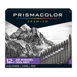 Image for Prismacolor Premier Dual Ended Art Markers, Chisel/Fine Tip, Assorted Cool Grays, Set of 12 from School Specialty