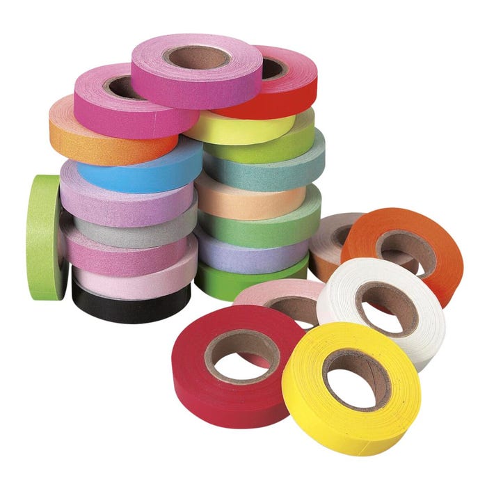 Nasco Colored Tape Rolls, 1/2 x 500 Inches, Assorted Colors, Set of 24