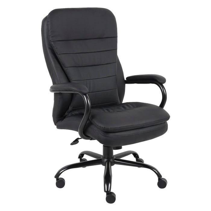 Classroom Select Big & Tall Double Cushion Leather Chair, 31 x 31-1/2 x 47 inches, Black