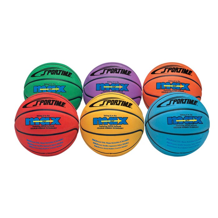 Sportime Max Basketballs, Men's, Size 7, Assorted Colors, Set of 6