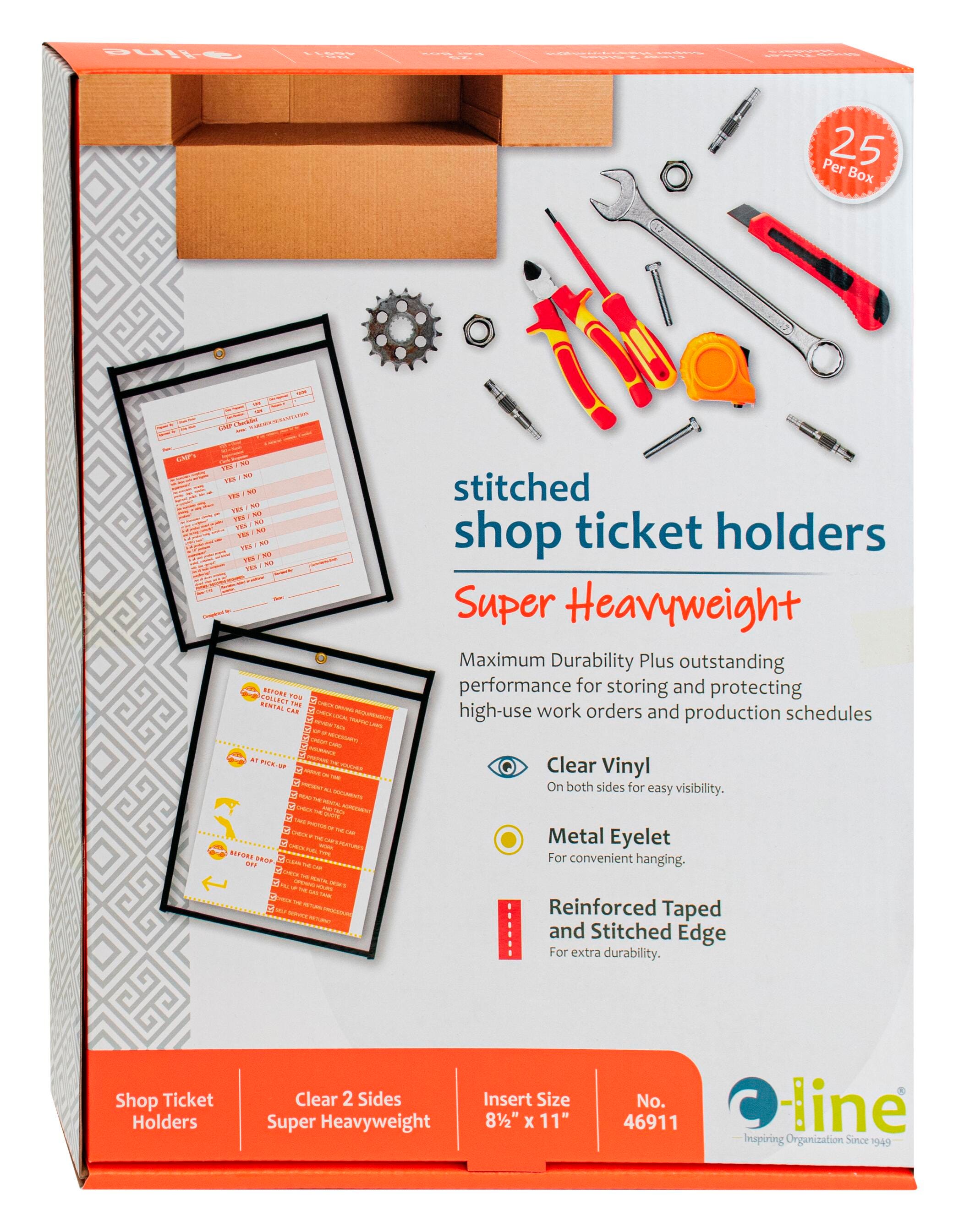 C-Line Shop Ticket Holders, 8-1/2 x 11 Inches, Clear/Black Trim, Pack of 25 2129757