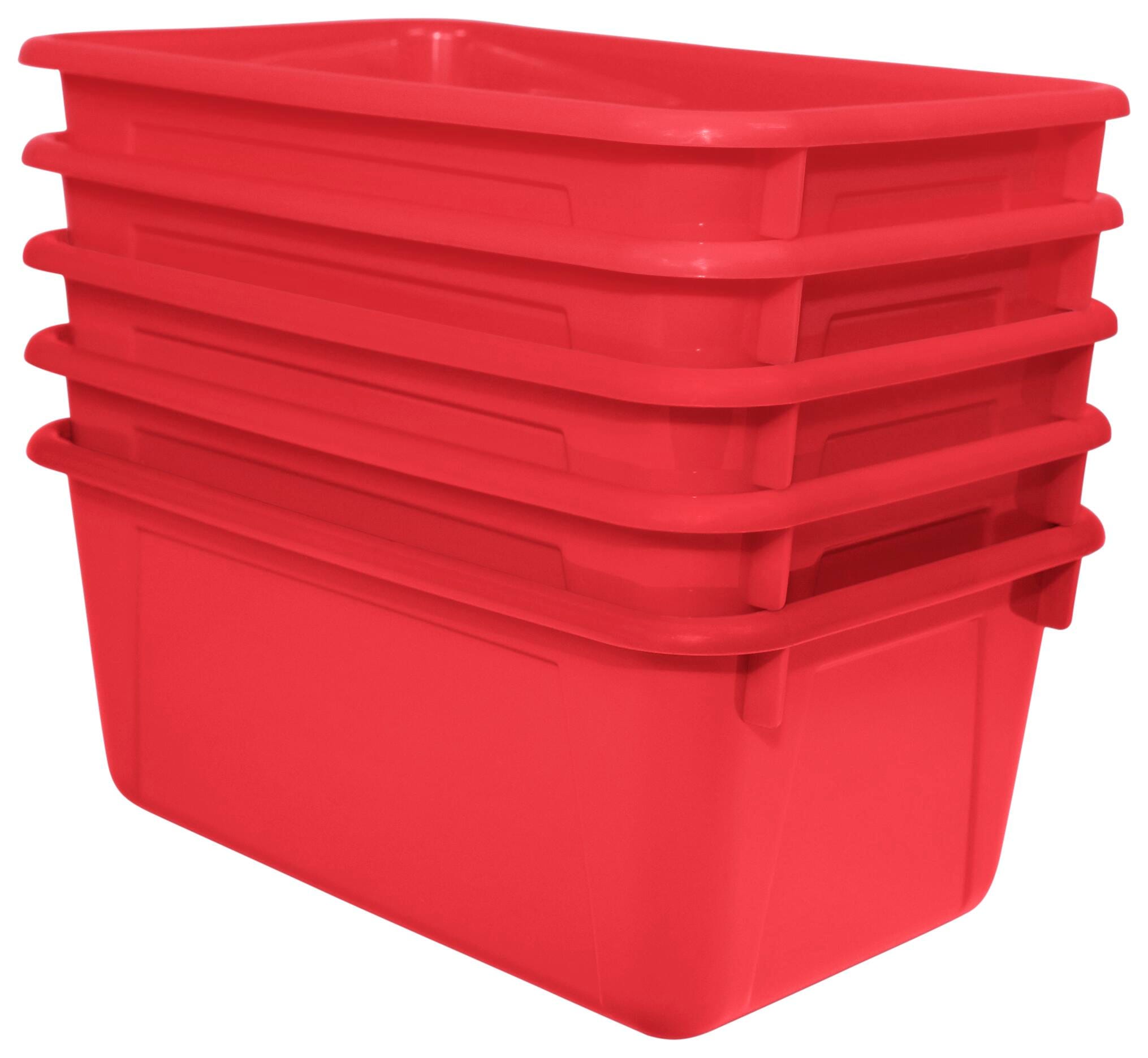 School Smart Storage Bin, 7-7/8 x 12-1/4 x 5-3/8 Inches, Red, Pack of 5 1594738