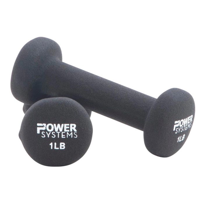 Power Systems Premium Neoprene Dumbbells, 1 Pound, Black