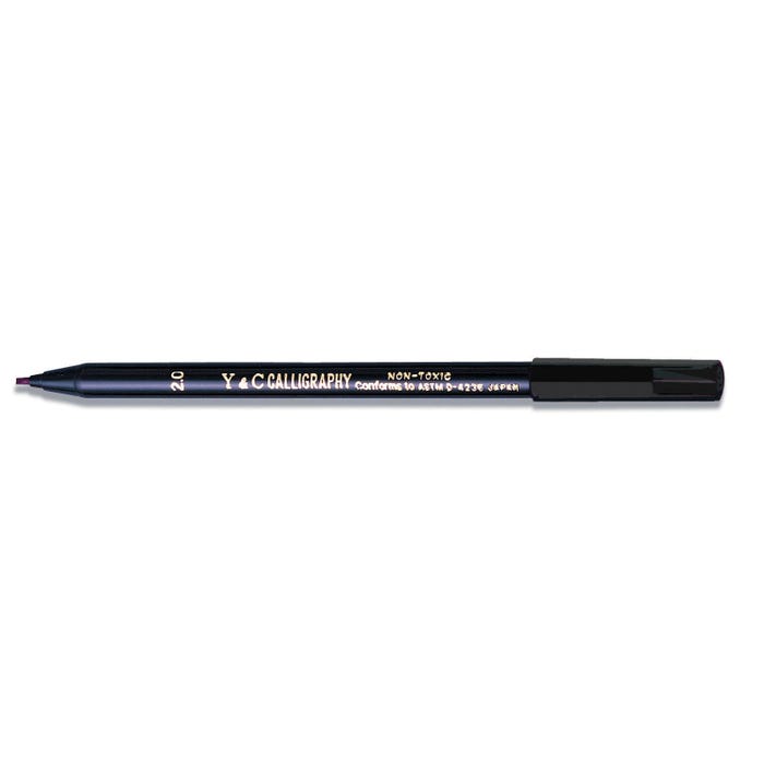 Yasutomo Y and C Non-Toxic Water Based Calligraphy Marker, 2 mm Mini-Chisel Tip, Black, Pack of 12