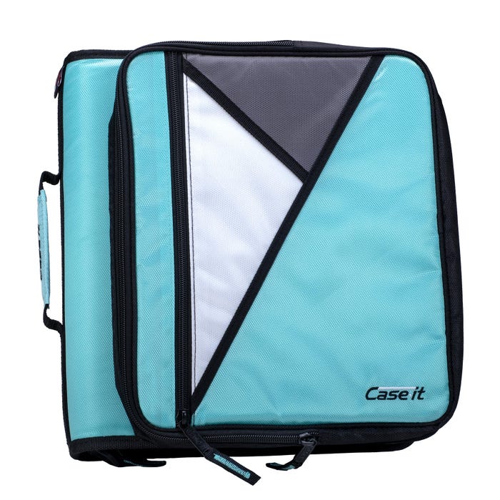 Case-it The Universal Zipper Binder, 2 Inch O-Rings, Mint Green