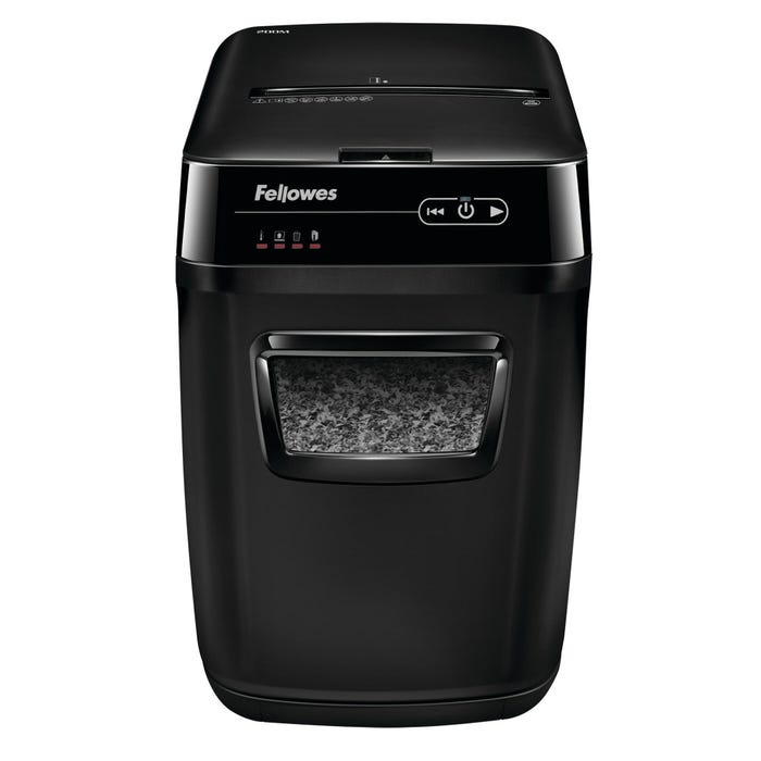 Fellowes AutoMax 200M Auto Feed Micro-Cut Shredder, 200 Sheet Capacity, 8-1/2 Gallon Bin, Black