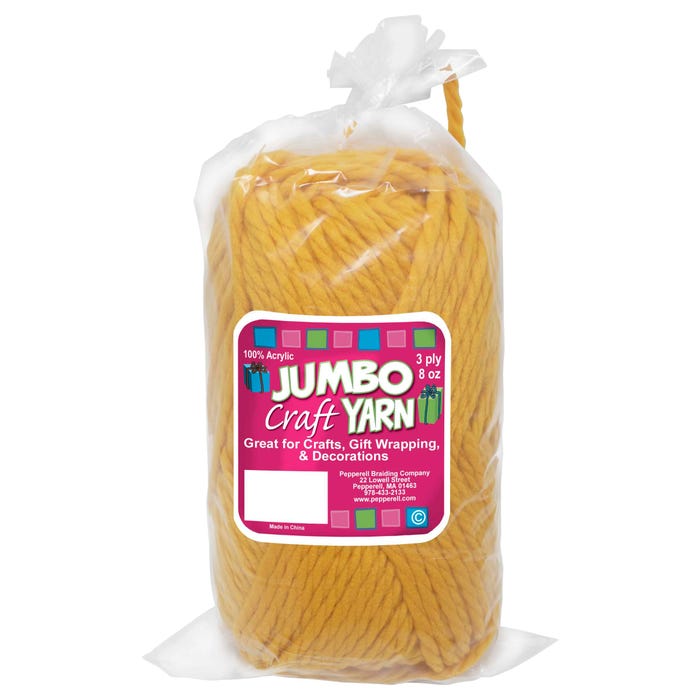 Pepperell Jumbo Roving Craft Yarn, 8 Ounces, 150 Yards, 3-Ply, Yellow