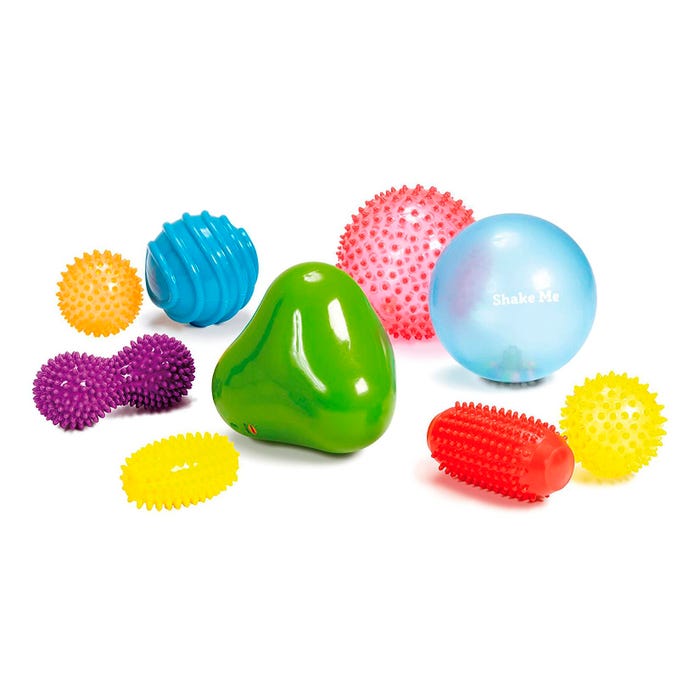 Edushape Sensory Shapes and Balls, Assorted Colors and Textures, Set of 9