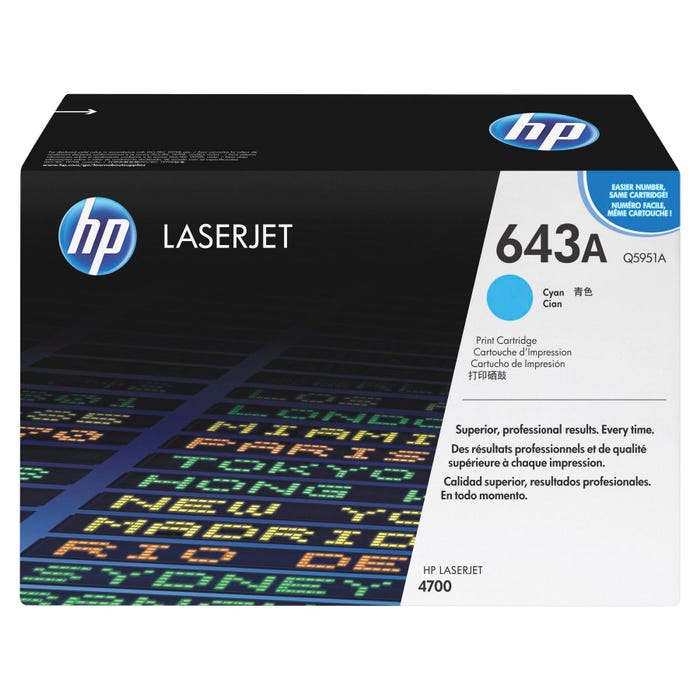 HP 643A Ink Cartridge, Q5951A, Cyan