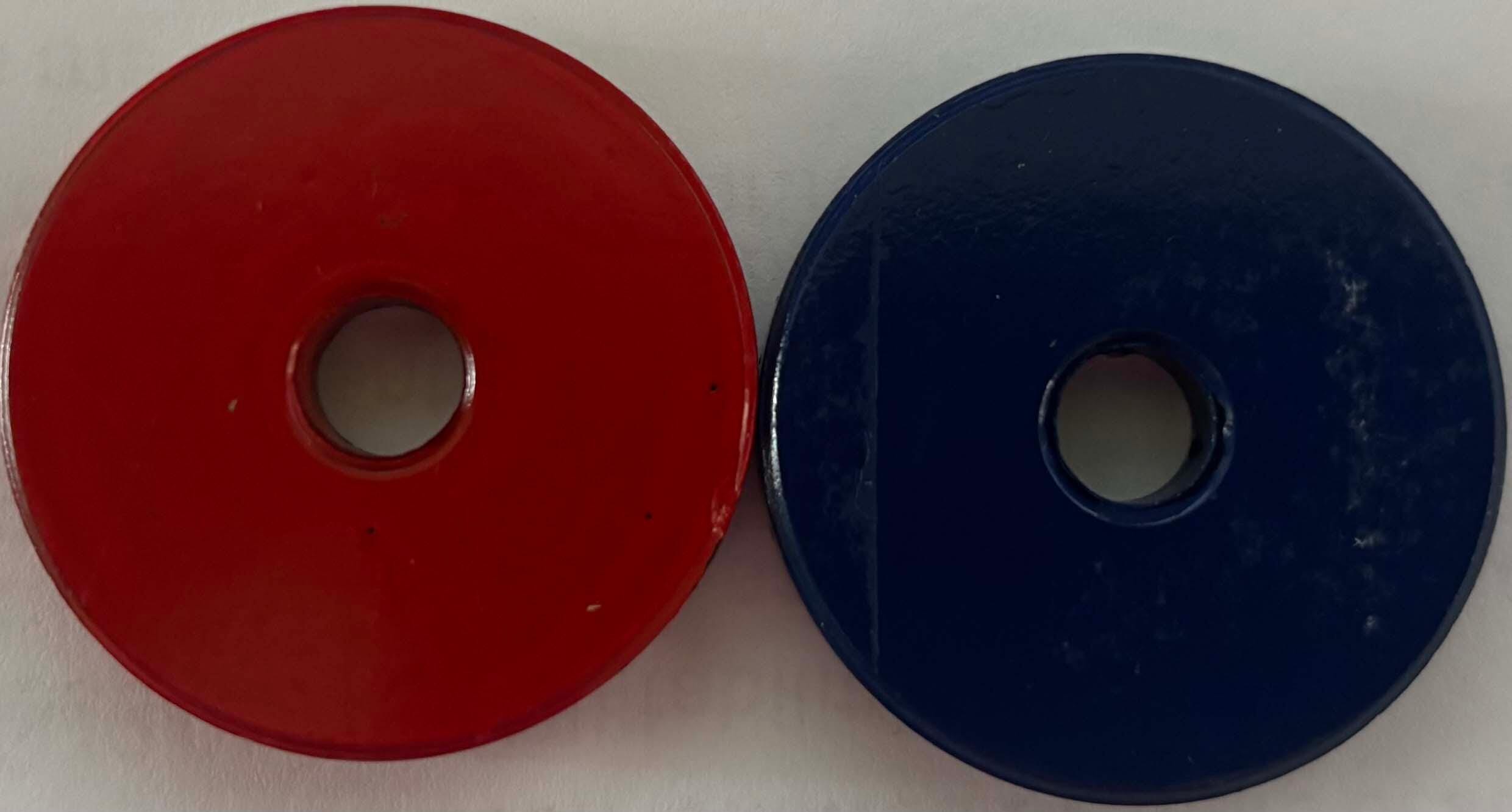 Painted Ring Magnets, Red and Blue, Pack of 2
