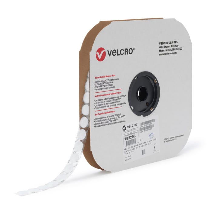 VELCRO Brand 3/4 Inch Coin, White Loop Side Only, Pack of 1028 coins