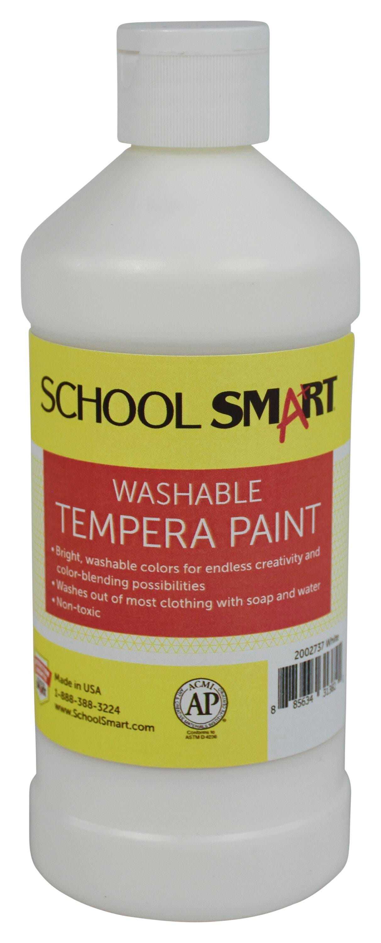School Smart Washable Tempera Paint, White, 1 Pint Bottle Item Number 2002737