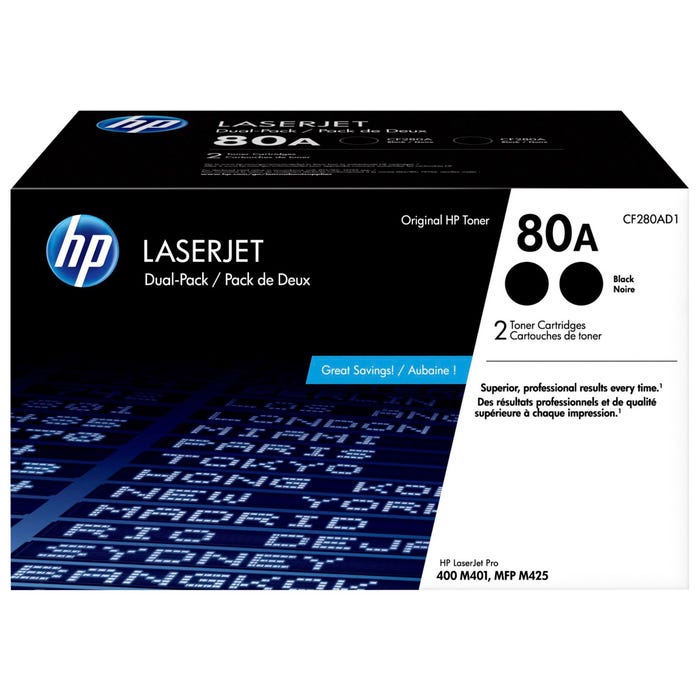HP 80A Ink Cartridge, CF280AD1, Black