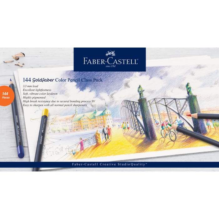 Faber-Castell Goldfaber Colored Pencils, 12-Assorted Colors, Set of 144