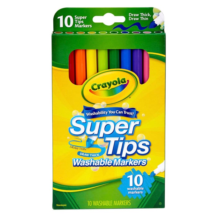 Crayola Washable Super Tips Markers, Assorted Colors, Set of 10