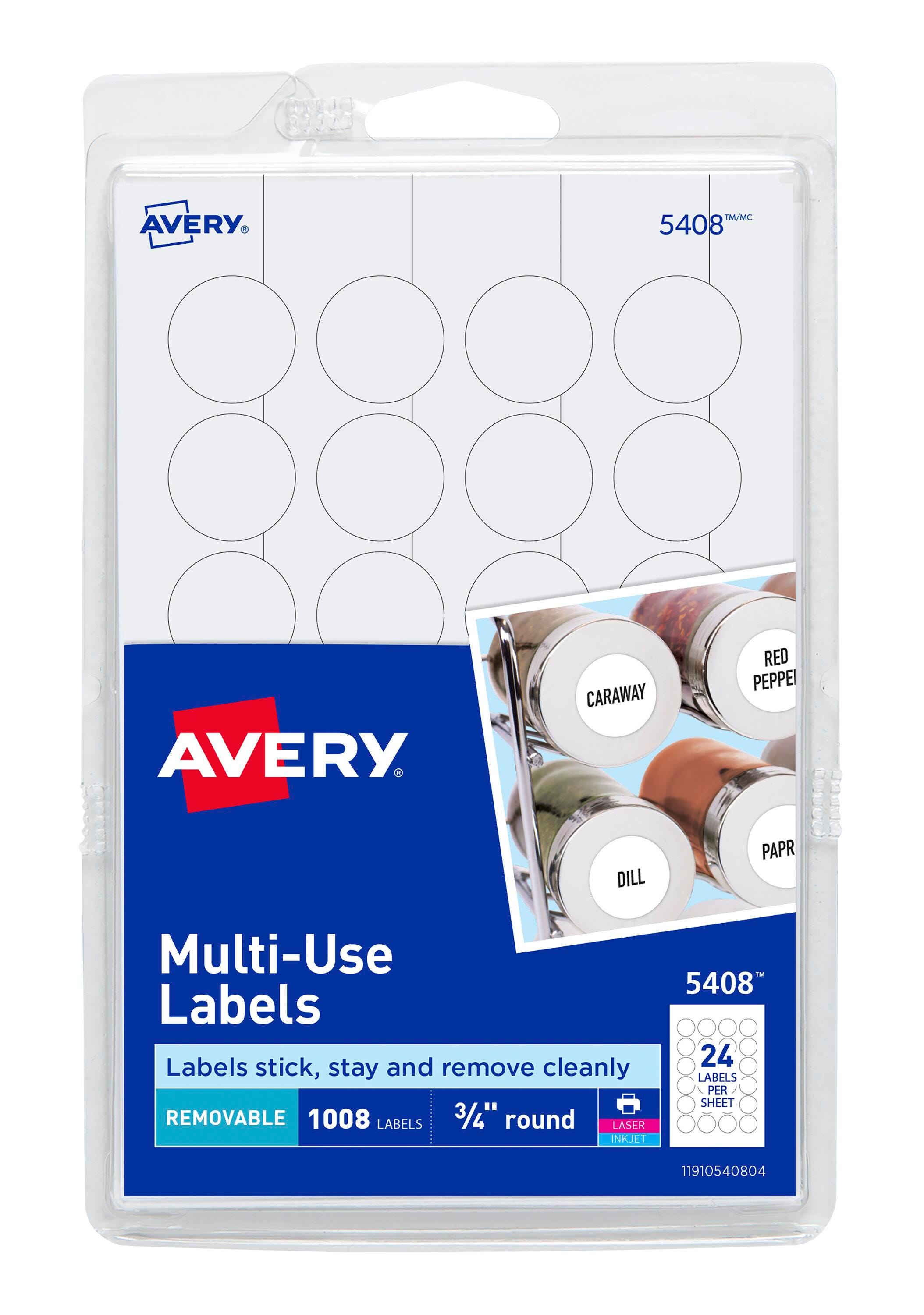 Avery Removable ID Labels, 3/4 Inch Diameter, Pack of 1008 1117979