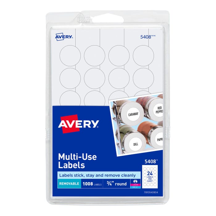 Avery Removable ID Labels, 3/4 Inch Diameter, Pack of 1008