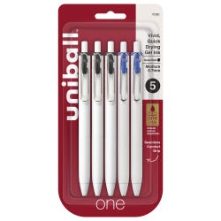 uniball One Gel, 0.7 mm, Business Assorted Black and Blue, Set of 5 2102511