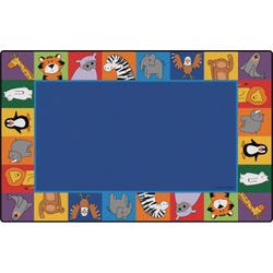 Carpets for Kids KID$Value PLUS Zoo Animals Seating Rug, 7 Feet 6 Inches x 12 Feet, Rectangle, Blue, Item Number 2102591