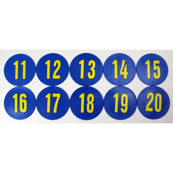 Poly Enterprises Numbered 11 to 20 Spots, 9 Inches, Poly Molded Vinyl, Blue, Set of 10