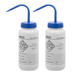 Eisco Labs Sodium Hypochlorite Wash Bottle (Bleach), 500 mL, LDPE (2 color), Pack of 2