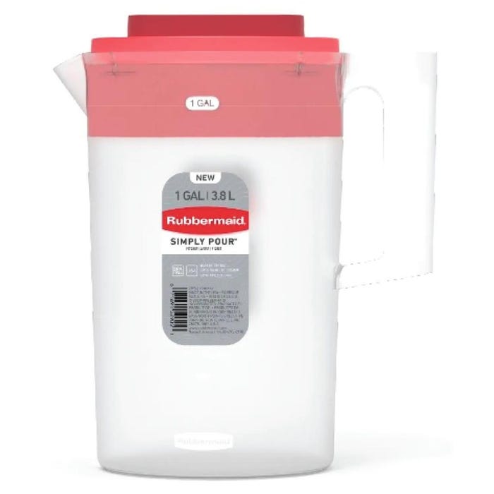 Rubbermaid Simply Pour Plastic Pitcher, 1 Gallon, Translucent