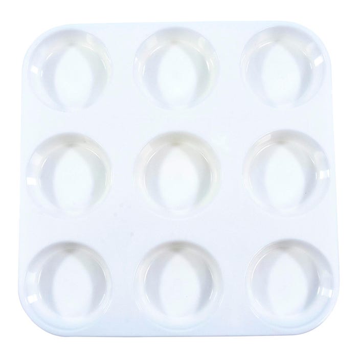 School Smart Large Paint Palette Tray with 9 Wells, 10-3/4 x 10-3/4 Inches, White, Pack of 6