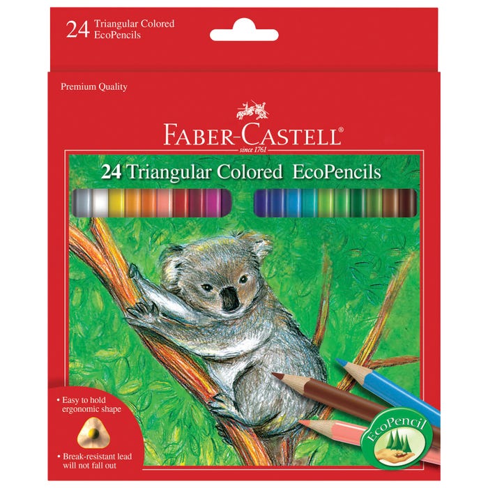 Faber-Castell Triangular Colored EcoPencils, Assorted Colors, Set of 24