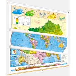 Social Studies KENTUCKY/U.S./WORLD MAP COMBO, Markable, Erasable, Grades 4-12, Item Number 1566305