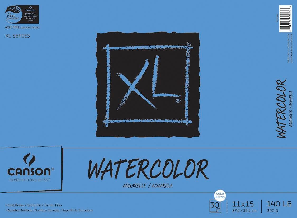 Image for Canson XL Watercolor Pad, Wireless, 11 x 15 Inches, 140 lb, 30 Sheets from School Specialty