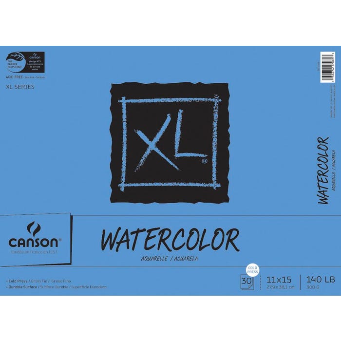 Canson XL Watercolor Pad, Wireless, 11 x 15 Inches, 140 lb, 30 Sheets
