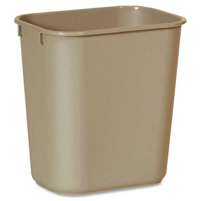 Rubbermaid Standard Rectangle Waste Basket, 13 Quart, Plastic, Beige