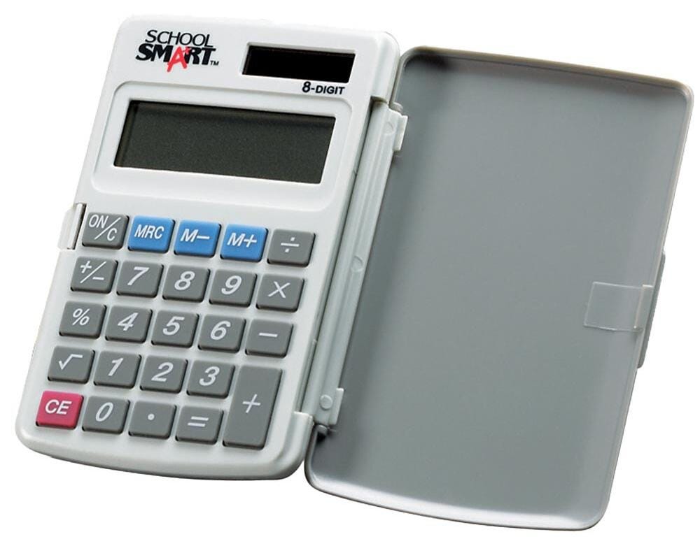 School Smart Pocket Calculator with Cover, 8-Digit LCD Dual Power 084087