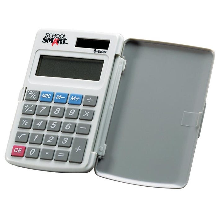 School Smart Pocket Calculator with Cover, 8-Digit LCD Dual Power