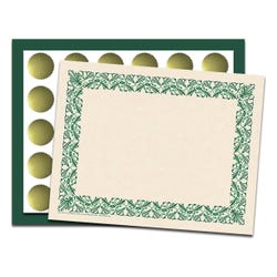 Haye's Art Deco Certificate Set with 50 Bordered Papers, 30 Folder and 30 Seals, Green