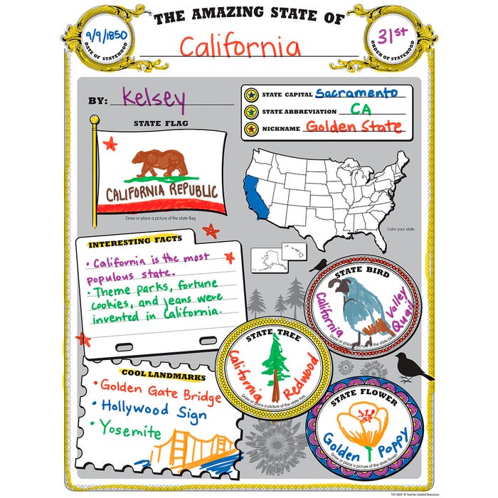 Teacher Created Resources Amazing State Poster Pack, 32 Sheets