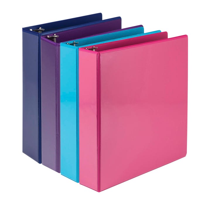 Samsill Durable View Binders, D-Ring, 2 Inch, Assorted Fashion Colors, Pack of 4