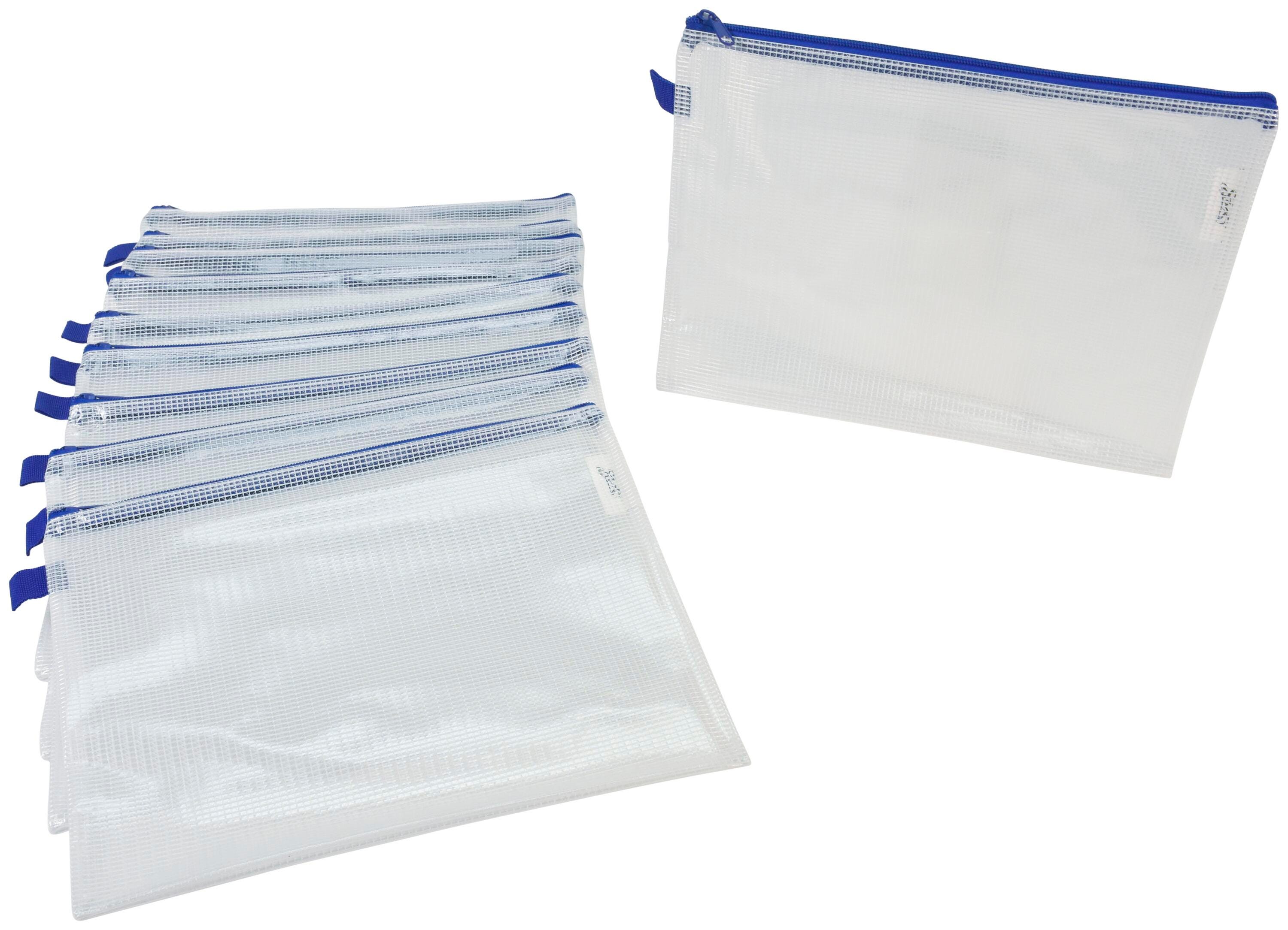Sax Mesh Tool Case Pouches, 10 x 13 Inches, Clear with Blue Trim, Pack of 10 2018757