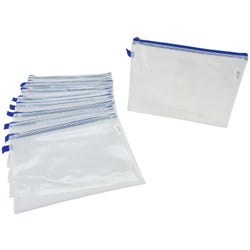 Sax Mesh Tool Case Pouches, 10 x 13 Inches, Clear with Blue Trim, Pack of 10 2018757
