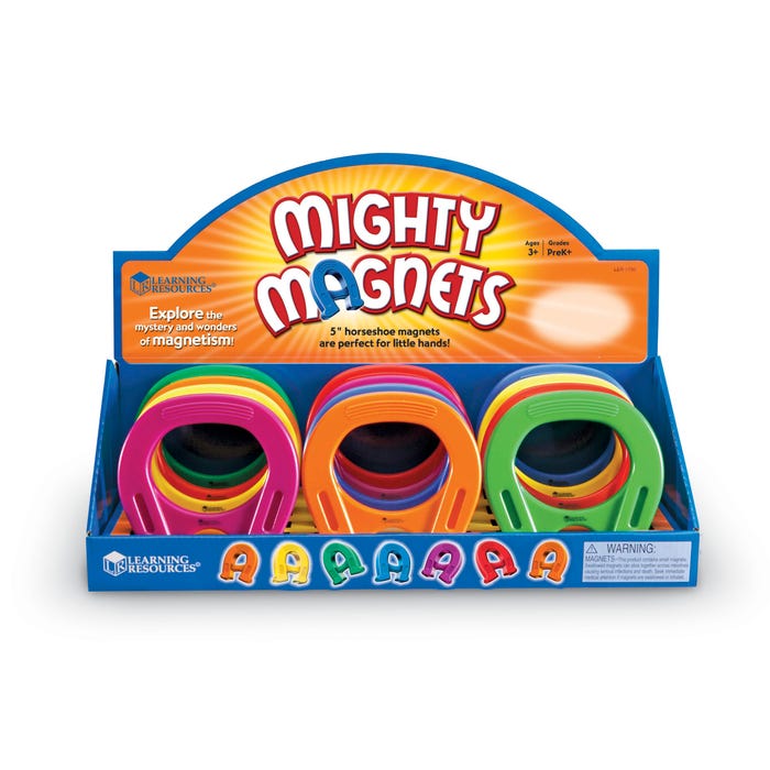 Learning Resources Mighty Horseshoe Magnets, Assorted Colors, Set of 12