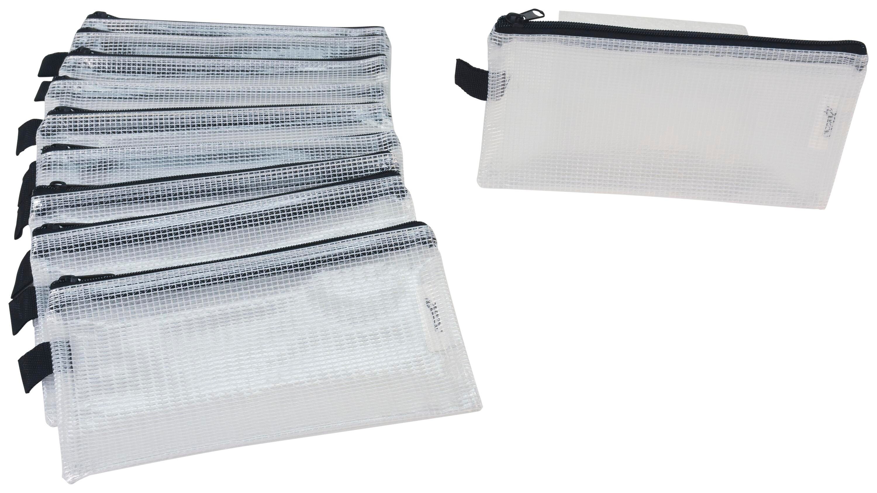 Image for Sax Mesh Tool Case Pouches, 5 x 9 inches, Clear with Black Trim, Pack of 10 from School Specialty