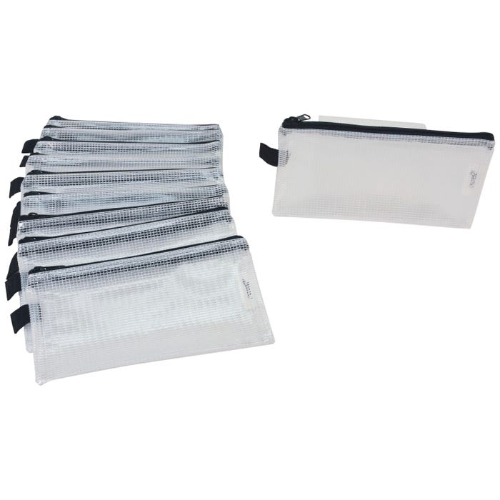 Sax Mesh Tool Case Pouches, 5 x 9 inches, Clear with Black Trim, Pack of 10