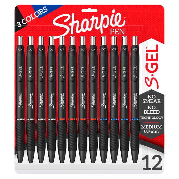 Sharpie S-Gel, Gel Pens, Medium Point Assorted Colors, Pack 12