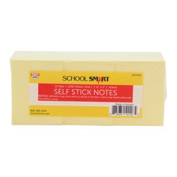 School Smart Removable Self-Stick Adhesive Notes, 1-1/2 X 2 Inches, Yellow, 100 Sheets/Pad, Pack of 12 2147345