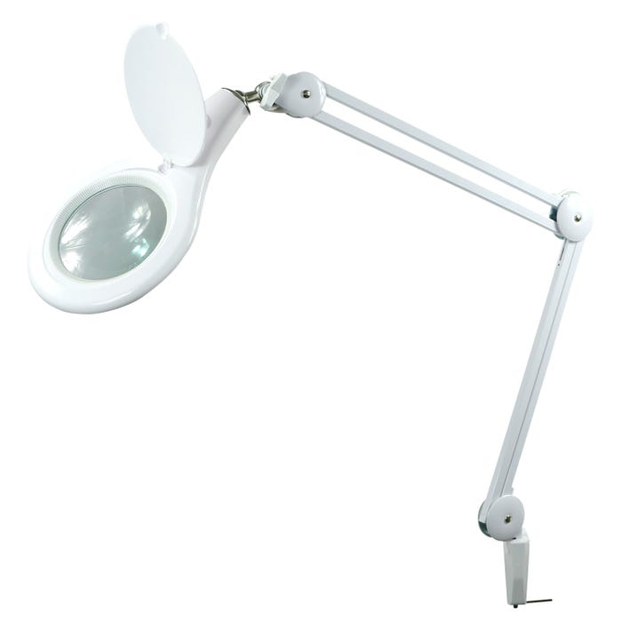 Bostitch Magnifying Clamp On LED Desk Lamp, 21 Inches, White